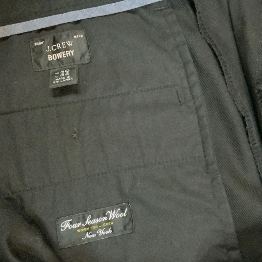 JCrew Black 30 32 Slim Bowery Four Seasons Wool Dress Pants ‘Minimalist Normcore